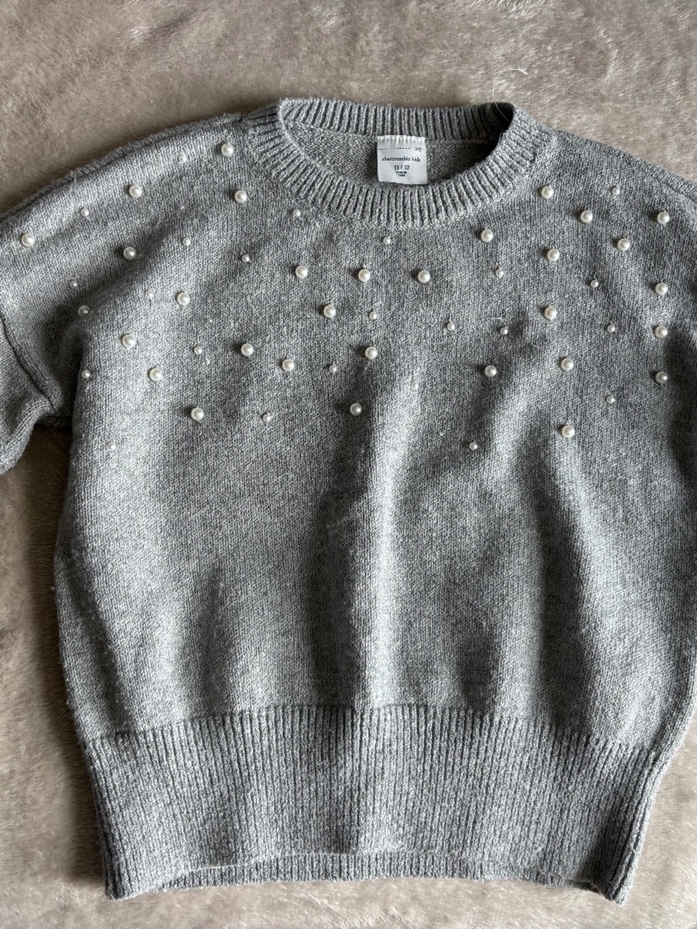 NWOT Abercrombie Kids Girls' Sparkle Crew Sweater with pearls